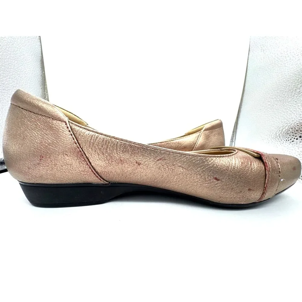 Clarks Collection Soft Sole Slip On Gold Color w/ Buckle W9